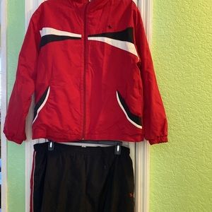 Bold Spirt Women Red & Black Two Piece Set Windbreaker w Zipper & Track Pants XL